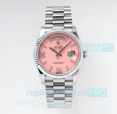 TWS Factory AAA Replica Rolex Day-Date 36 mm Watch Pink Opaline Diamond Roman President
